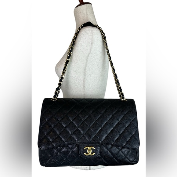 CHANEL JUMBO Flap Bag Quilted Caviar & Chanel Cambon POCHETTE & Chanel Wallet - Picture 3 of 16